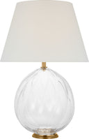 Talia Medium Cordless Table Lamp | Clear Glass | Linen Shade
