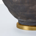Armato Small Table Lamp | Stained Black Metallic Ceramic | Oval Antique-Burnished Brass Shade