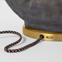Armato Small Table Lamp | Stained Black Metallic Ceramic | Oval Antique-Burnished Brass Shade