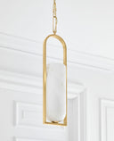Melange Small Elongated Pendant | Antique-Burnished Brass | Alabaster Shade