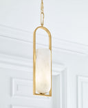 Melange Small Elongated Pendant | Antique-Burnished Brass | Alabaster Shade