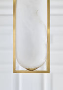 Melange Small Elongated Pendant | Antique-Burnished Brass | Alabaster Shade