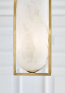 Melange Small Elongated Pendant | Antique-Burnished Brass | Alabaster Shade