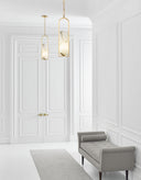 Melange Small Elongated Pendant | Antique-Burnished Brass | Alabaster Shade