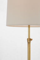 Bryant 52" Adjustable Cordless Floor Lamp | Hand-Rubbed Antique Brass | Linen Shade