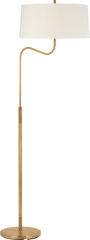 Canto Large Adjustable Floor Lamp | Hand-Rubbed Antique Brass | Linen Shade