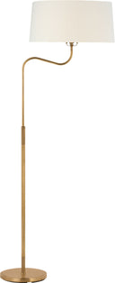 Canto Large Adjustable Floor Lamp | Hand-Rubbed Antique Brass | Linen Shade