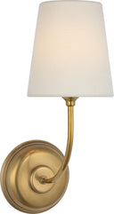 Vendome 16" Cordless Single Sconce | Hand-Rubbed Antique Brass | Linen Shade