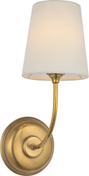 Vendome 16" Cordless Single Sconce | Hand-Rubbed Antique Brass | Linen Shade