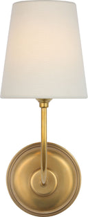 Vendome 16" Cordless Single Sconce | Hand-Rubbed Antique Brass | Linen Shade