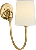 Reed Single Sconce | Hand-Rubbed Antique Brass | Linen Shade