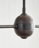 Piaf Large Two Light Linear Pendant | Aged Iron and Ebonized Oak | Linen Shades