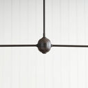 Piaf Large Two Light Linear Pendant | Aged Iron and Ebonized Oak | Linen Shades