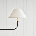 Piaf Large Two Light Linear Pendant | Aged Iron and Ebonized Oak | Linen Shades
