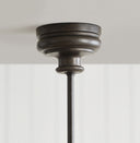 Piaf Large Two Light Linear Pendant | Aged Iron and Ebonized Oak | Linen Shades