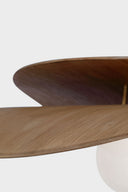 Mahalo 32" Tiered Pendant | Hand-Rubbed Antique Brass and Natural Oak | White Glass