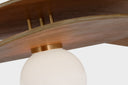 Mahalo 32" Tiered Pendant | Hand-Rubbed Antique Brass and Natural Oak | White Glass