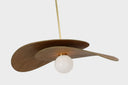 Mahalo 32" Tiered Pendant | Hand-Rubbed Antique Brass and Natural Oak | White Glass