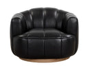 Tadeo Swivel Armchair - Rustic Oak - Vintage Black Night Leather