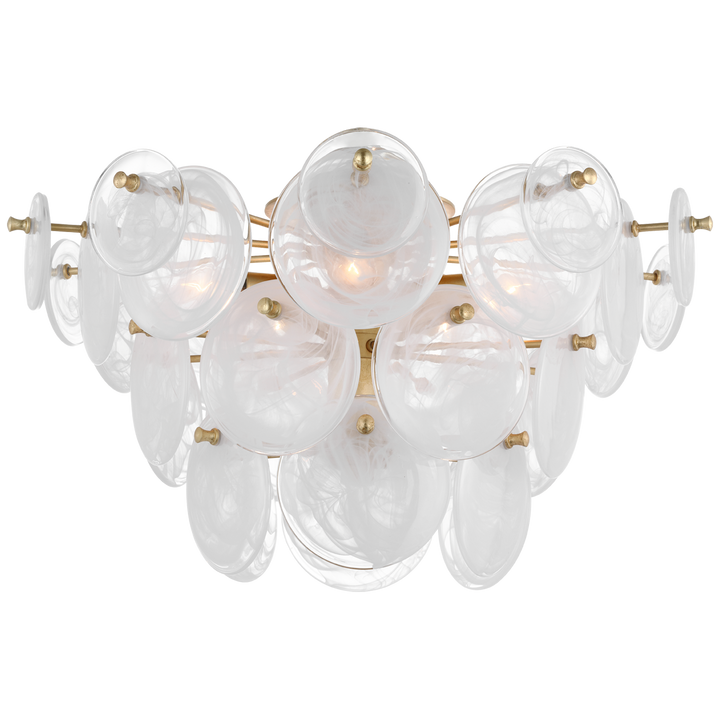 Loire Large Tiered Flush Mount | White Strie Glass