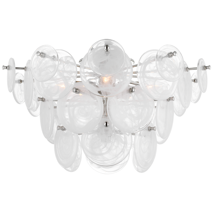 Loire Large Tiered Flush Mount | White Strie Glass