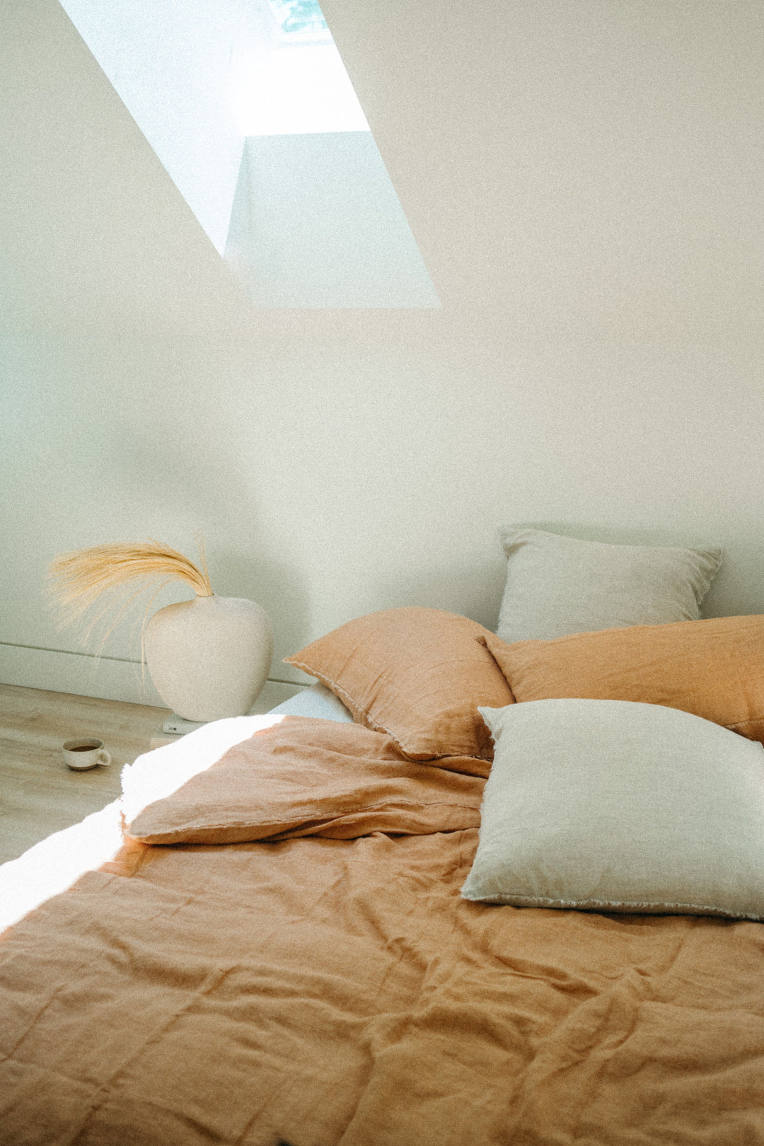 Lina Linen Queen Duvet Set Terracotta