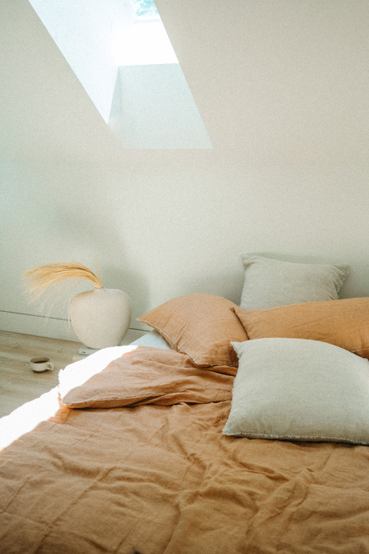 Lina Linen Queen Duvet Set Terracotta