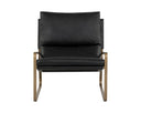 Zancor Lounge Chair - Antique Brass - Charcoal Black Leather