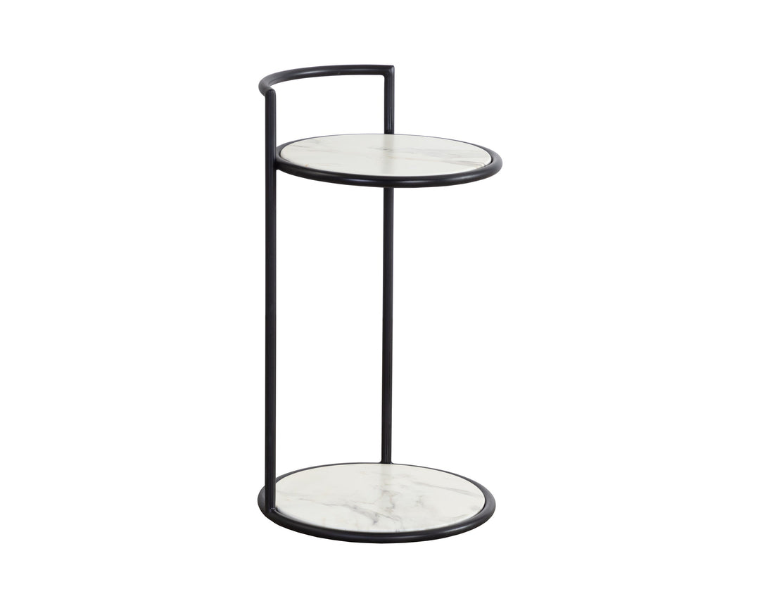 Parga End Table - Black - Marble Look