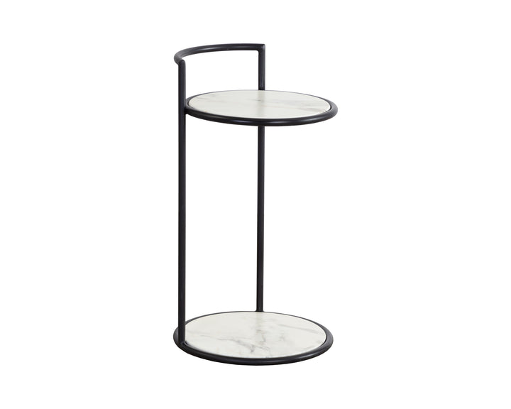 Parga End Table - Black - Marble Look