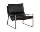 Zancor Lounge Chair - Antique Brass - Charcoal Black Leather