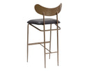 Gibbons Barstool - Antique Brass - Charcoal Black Leather