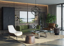 Zancor Lounge Chair - Gunmetal - Tan Leather