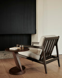 Jack Lounge Chair | Varnished Mahogany | Dark Brown | Ivory Fabric
