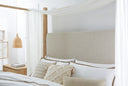 Retreat Pole Rattan King Upholstered Poster Bed withCanopy | Dune