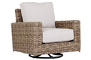 Havana Swivel Club Rocker in Canvas Flax w/ Self Welt