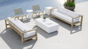 Coastal Teak Sofa in Canvas Canvas, No Welt