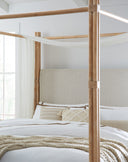 Retreat Pole Rattan King Upholstered Poster Bed withCanopy | Dune