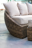Havana Round Daybed in Canvas Flax w/ Self Welt