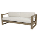 Coastal Teak Sofa in Canvas Canvas, No Welt