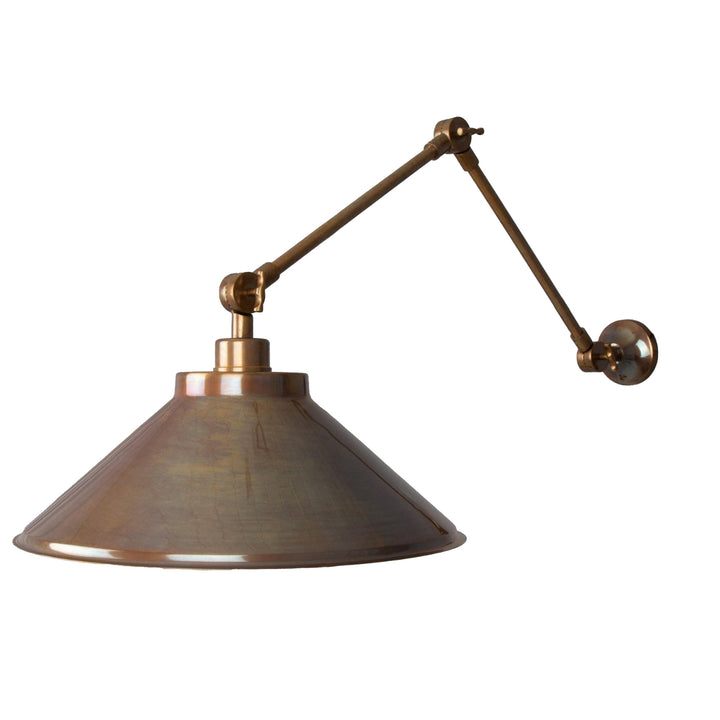 Rio Adjustable Arm Industrial Wall Light with Brass Shade