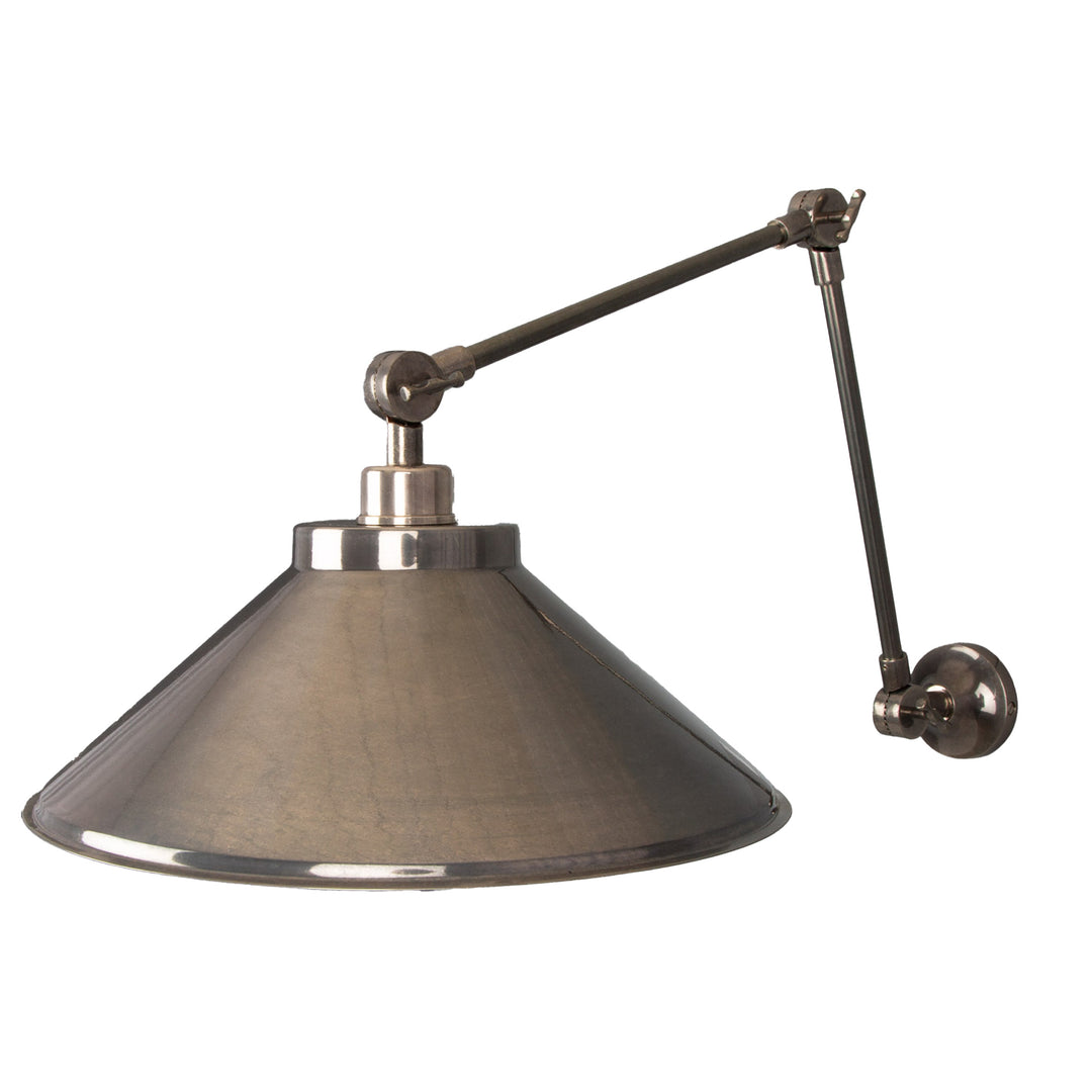 Rio Adjustable Arm Industrial Wall Light with Brass Shade