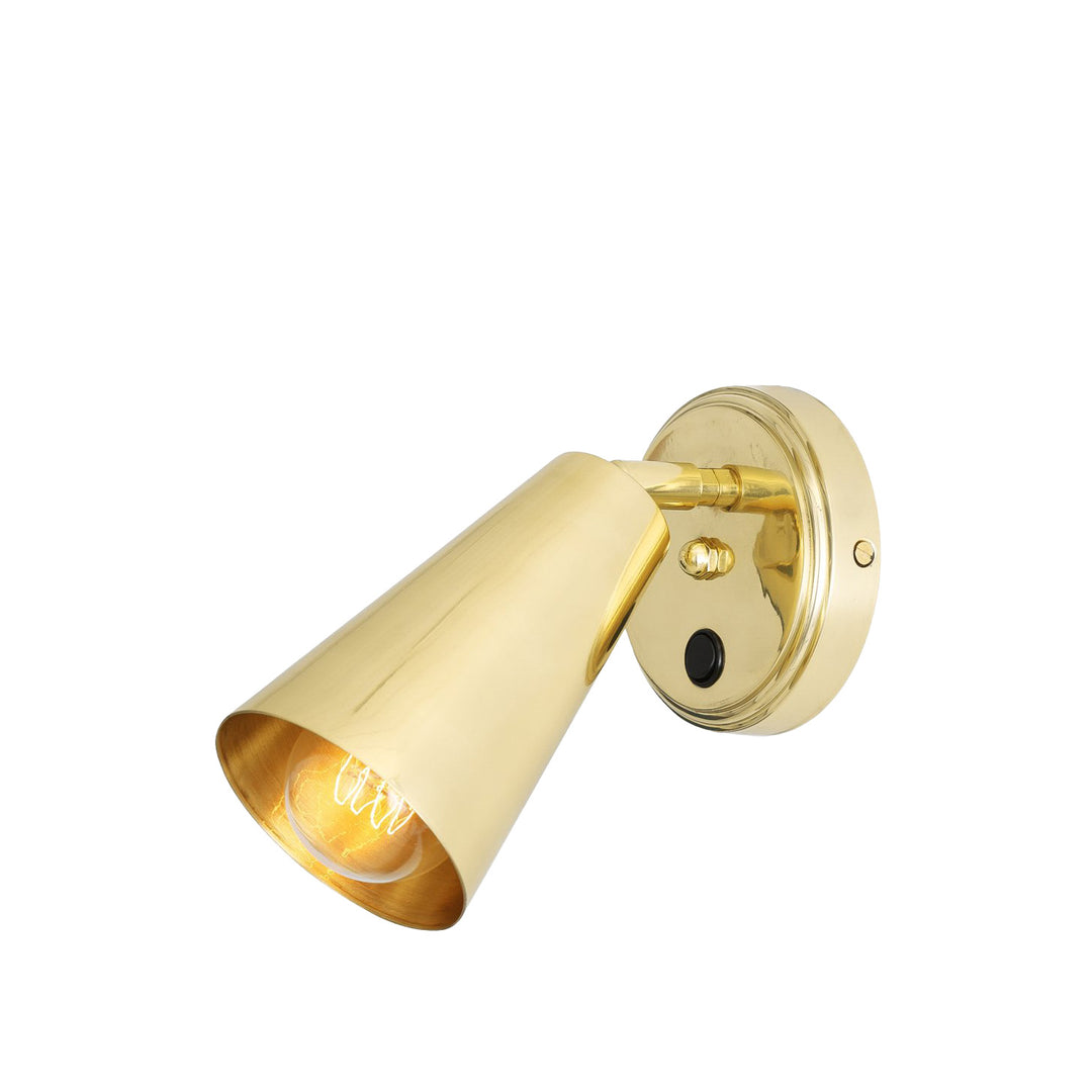 Cashel Brass Cone Wall Light with Switch