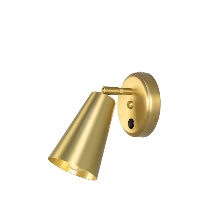 Cashel Brass Cone Wall Light with Switch