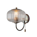 Nehir Reeded Glass Wall Light with Pull Switch