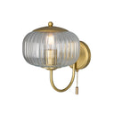Nehir Reeded Glass Wall Light with Pull Switch