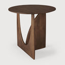 Geometric Side Table | Varnished Teak | Brown | Round