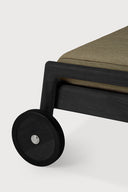 Jack Outdoor Adjustable Lounger | Varnished Teak | Black | Green Fabric
