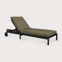 Jack Outdoor Adjustable Lounger | Varnished Teak | Black | Green Fabric