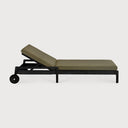 Jack Outdoor Adjustable Lounger | Varnished Teak | Black | Green Fabric